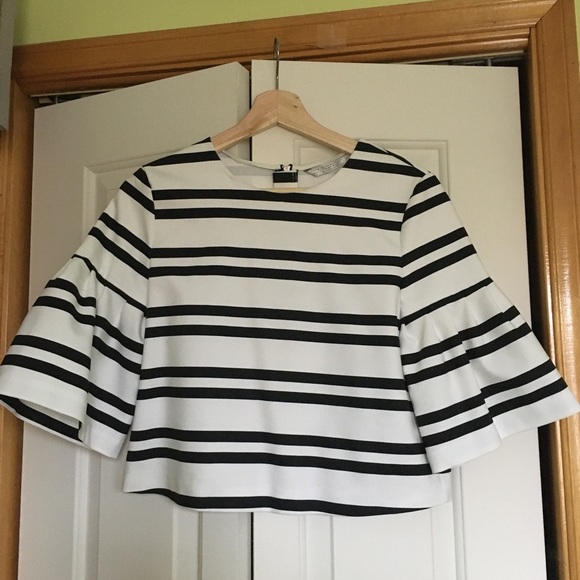 Zara striped crop top bell sleeve - Picture 4 of 8